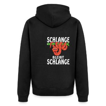 SCHLANGE BLEIBT SCHLANGE - Unisex Premium Bio Zip Hoodie - Schwarz - Hinten - Nico (187cm)