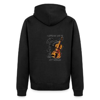 VIOLINE ICH SPRECHE MIT MEINER VIOLINE - Unisex Premium Bio Zip Hoodie - Schwarz - Hinten - Nico (187cm)