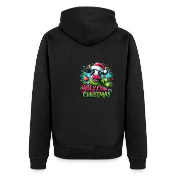Holy Cow Its Christmas I Xmas Cow - Unisex Premium Organic Zip Hoodie - black - Back - Nico (187cm)