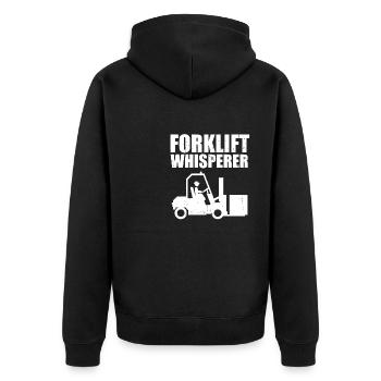 Funny Forklift Whisperer Forklift Driver Cool Fork - Unisex Premium Organic Zip Hoodie - black - Back - Nico (187cm)