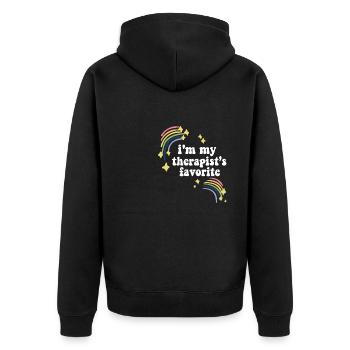 I'm My Therapist's Favorite Mental Wellness - Unisex Premium Bio Zip Hoodie - Schwarz - Hinten - Nico (187cm)