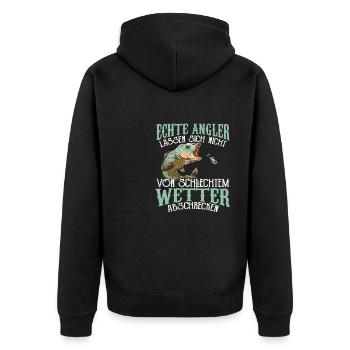 Angeln Angelrute Fisch Angelsport - Unisex Premium Bio Zip Hoodie - Schwarz - Hinten - Nico (187cm)