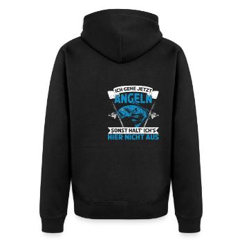 Angler Fischer Ich gehe jetzt Angeln - Unisex Premium Bio Zip Hoodie - Schwarz - Hinten - Nico (187cm)