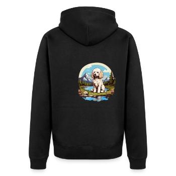 Poodle - Unisex Premium Organic Zip Hoodie - black - Back - Nico (187cm)