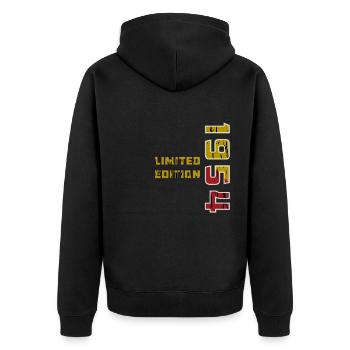 YEAR 1954 - Unisex Premium Organic Zip Hoodie - black - Back - Nico (187cm)