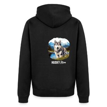 Husky - Unisex Premium Organic Zip Hoodie - black - Back - Nico (187cm)