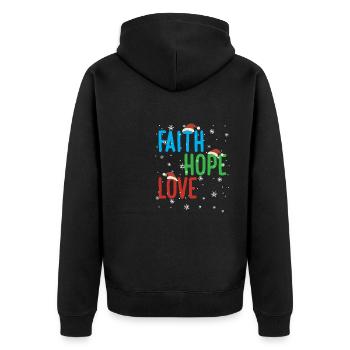 Faith Hope Love Religious Family Christmas Santa - Unisex Premium Organic Zip Hoodie - black - Back - Nico (187cm)