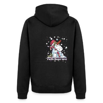 Faith Hope Love Religious Family Christmas - Unisex Premium Organic Zip Hoodie - black - Back - Nico (187cm)