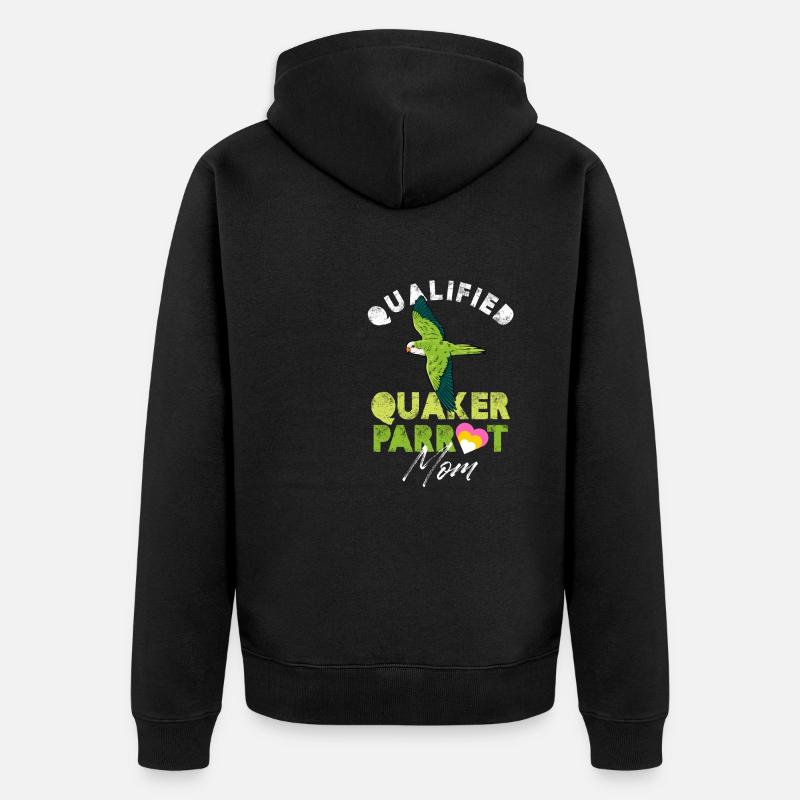 Perroquet Quaker qualifié Maman - Veste à capuche bio Premium Unisexe - noir
