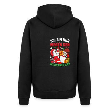 Weihnachtsfeier Geschenkidee Heiligabend - Unisex Premium Bio Zip Hoodie - Schwarz - Hinten - Nico (187cm)