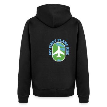 Mon premier voyage de vacances en avion en solo - Veste à capuche bio Premium Unisexe - noir - Dos - Nico (187cm)