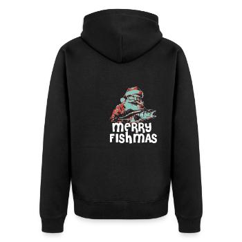 Funny Santa Claus Fishing Merry Fishmas Christmas - Unisex Premium Organic Zip Hoodie - black - Back - Nico (187cm)