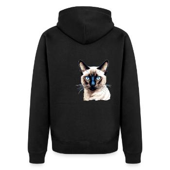 Siamese Cat Siamkatze - Unisex Premium Bio Zip Hoodie - Schwarz - Hinten - Nico (187cm)