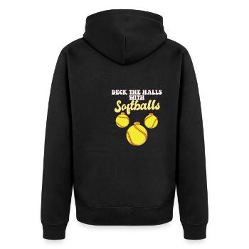 Softball Player Catcher Christmas Balls Deck The - Unisex Premium Bio Zip Hoodie - Schwarz - Hinten - Nico (187cm)