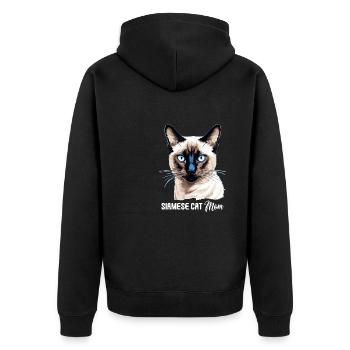 Siamese Cat Siamkatze - Unisex Premium Bio Zip Hoodie - Schwarz - Hinten - Nico (187cm)