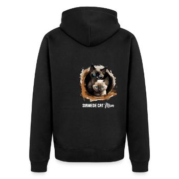 Siamese Cat Siamkatze - Unisex Premium Bio Zip Hoodie - Schwarz - Hinten - Nico (187cm)