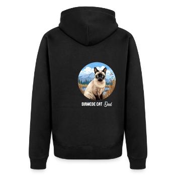 Siamese Cat Siamkatze - Unisex Premium Bio Zip Hoodie - Schwarz - Hinten - Nico (187cm)