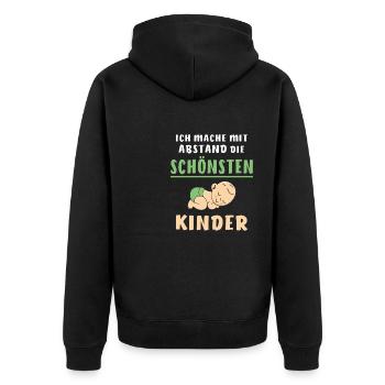 MACHE DIE SCHÖNSTEN KINDER - Unisex Premium Bio Zip Hoodie - Schwarz - Hinten - Nico (187cm)