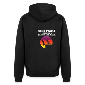 Some People Just Need A Pat On The Back Funny - Unisex Premium Organic Zip Hoodie - black - Back - Nico (187cm)