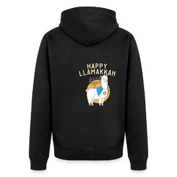 Jewish Hanukkah Happy Llamakkah Chrismukkah Llama - Unisex Premium Organic Zip Hoodie - black - Back - Nico (187cm)