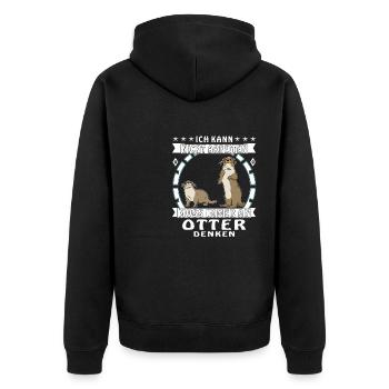 MUSS IMMER AN OTTER DENKEN - Unisex Premium Bio Zip Hoodie - Schwarz - Hinten - Nico (187cm)