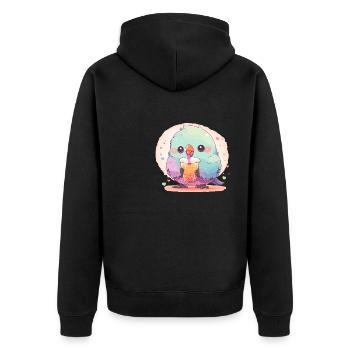 Inséparable kawaii boit Boba Bubble Tea Chibi - Veste à capuche bio Premium Unisexe - noir - Dos - Nico (187cm)