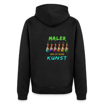 MALER PINSEL WAS IST DEINE KUNST - Unisex Premium Bio Zip Hoodie - Schwarz - Hinten - Nico (187cm)
