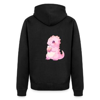 Kawaii Dinosaure Boissons Boba Bubble Tea Chibi - Veste à capuche bio Premium Unisexe - noir - Dos - Nico (187cm)