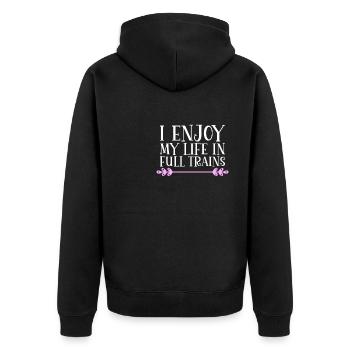 Je profite de ma vie dans les trains Denglisch - Veste à capuche bio Premium Unisexe - noir - Dos - Nico (187cm)