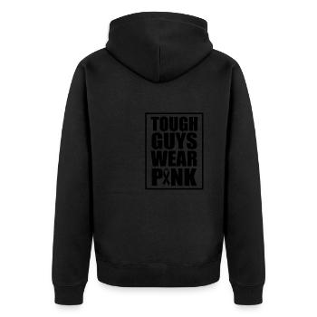 Tough Guys Wear Pink Ribbon Breast Cancer - Unisex Premium Organic Zip Hoodie - black - Back - Nico (187cm)
