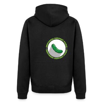 Emotional Support Pickle Humanity Kindness - Unisex Premium Organic Zip Hoodie - black - Back - Nico (187cm)
