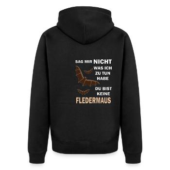 DU BIST KEINE FLEDERMAUS - Unisex Premium Bio Zip Hoodie - Schwarz - Hinten - Nico (187cm)
