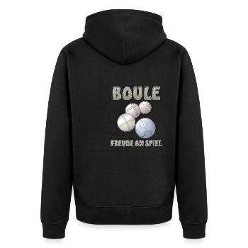 BOULE FREUDE AM SPIEL - Unisex Premium Bio Zip Hoodie - Schwarz - Hinten - Nico (187cm)