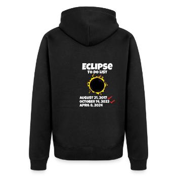 Eclipse to do List Path of Totality Total Solar - Unisex Premium Bio Zip Hoodie - Schwarz - Hinten - Nico (187cm)