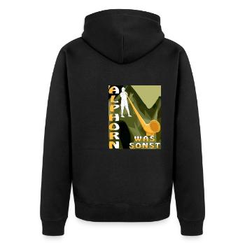 ALPHORN WAS SONST - Unisex Premium Bio Zip Hoodie - Schwarz - Hinten - Nico (187cm)