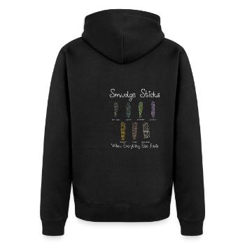 Sage Smudge Sticks Spiritual Healing Prayer Pagan - Unisex Premium Bio Zip Hoodie - Schwarz - Hinten - Nico (187cm)