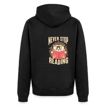 N’arrêtez jamais de lire T-shirt - Veste à capuche bio Premium Unisexe - noir - Dos - Nico (187cm)