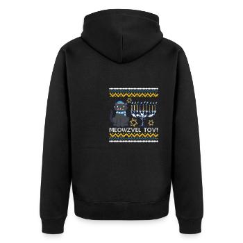 Meowzel Tov Hanoukka Ugly Noël Pull Chat - Veste à capuche bio Premium Unisexe - noir - Dos - Nico (187cm)