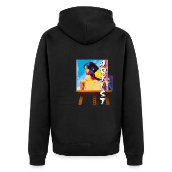 ARTIST MAKES THE PICTURE - Unisex Premium Bio Zip Hoodie - Schwarz - Hinten - Nico (187cm)