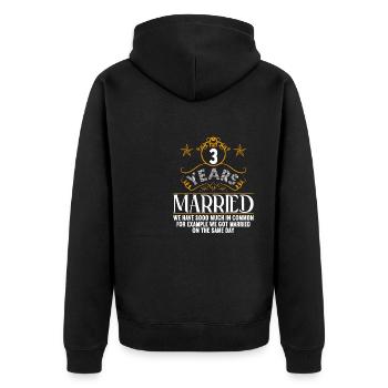 Nous avons beaucoup en commun 3ème anniversaire de mariage - Veste à capuche bio Premium Unisexe - noir - Dos - Nico (187cm)