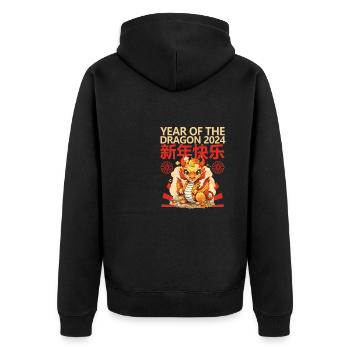 Year Of The Dragon Happy Chinese New Year 2024 - Unisex Premium Bio Zip Hoodie - Schwarz - Hinten - Nico (187cm)