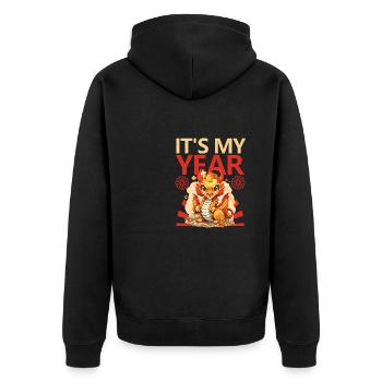 Year Of The Dragon Happy Chinese New Year 2024 - Unisex Premium Bio Zip Hoodie - Schwarz - Hinten - Nico (187cm)