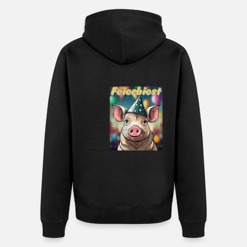 BÊTE DE CÉLÉBRATION DE COCHON - Veste à capuche bio Premium Unisexe - noir
