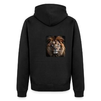 Lions realistic lion - Unisex Premium Organic Zip Hoodie - black - Back - Nico (187cm)