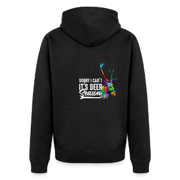 Sorry, I can't - Unisex Premium Organic Zip Hoodie - black - Back - Nico (187cm)