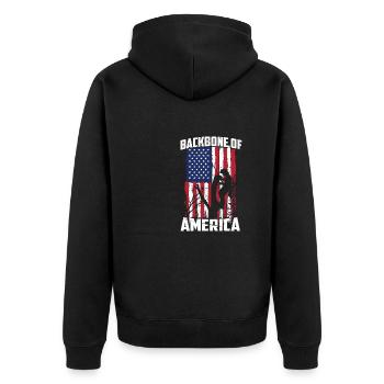 Holzfäller Kettensäge Arborist - Unisex Premium Bio Zip Hoodie - Schwarz - Hinten - Nico (187cm)