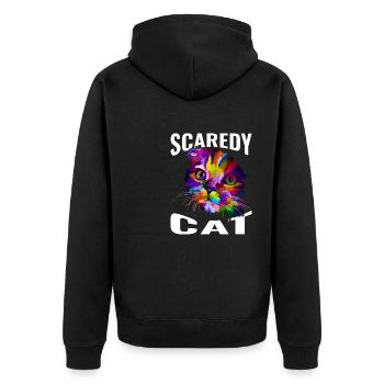Angstkatze - Unisex Premium Bio Zip Hoodie - Schwarz - Hinten - Nico (187cm)