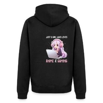 Kawaii Girl Anime Manga Fille Chat - Veste à capuche bio Premium Unisexe - noir - Dos - Nico (187cm)