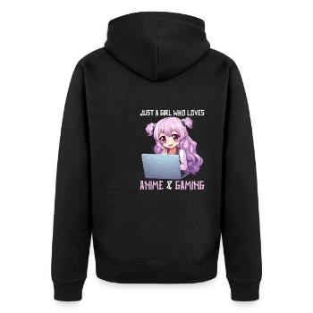 Kawaii Girl Anime Manga Fille Chat - Veste à capuche bio Premium Unisexe - noir - Dos - Nico (187cm)