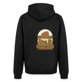 Malerweg - Saxony - Unisex Premium Organic Zip Hoodie - black - Back - Nico (187cm)
